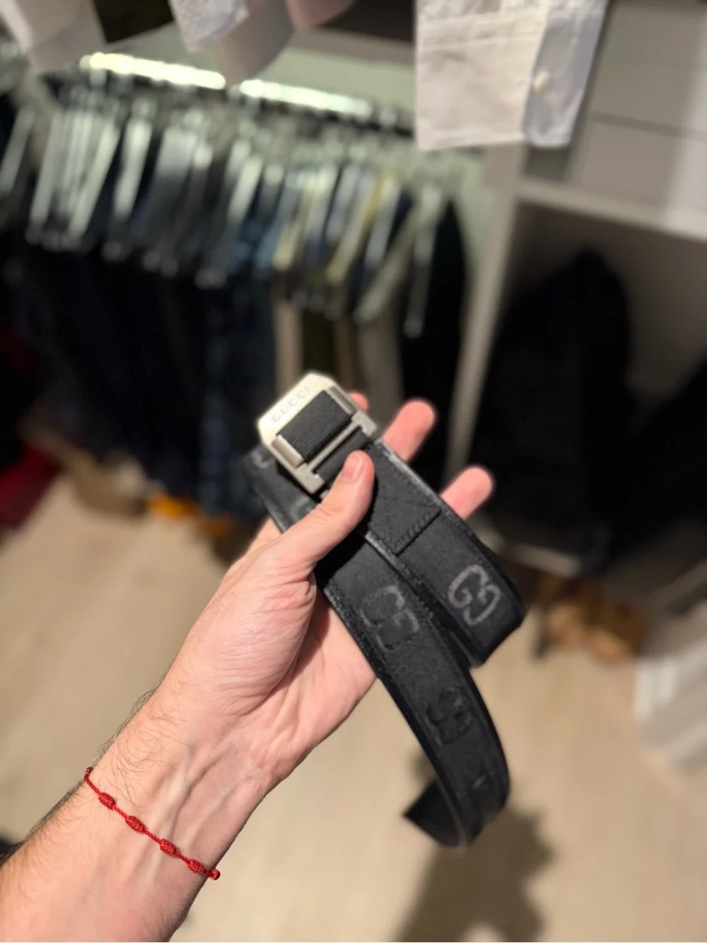 Gucci Men’s Off The Grid Collection Black Leather And Canvas Belt Gg Monogram